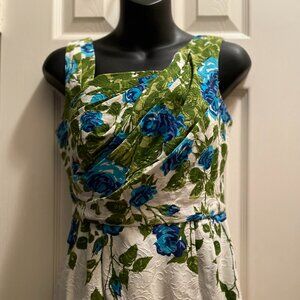 London Times Women's Sleeveless Multicolor Floral Embroidered Dress